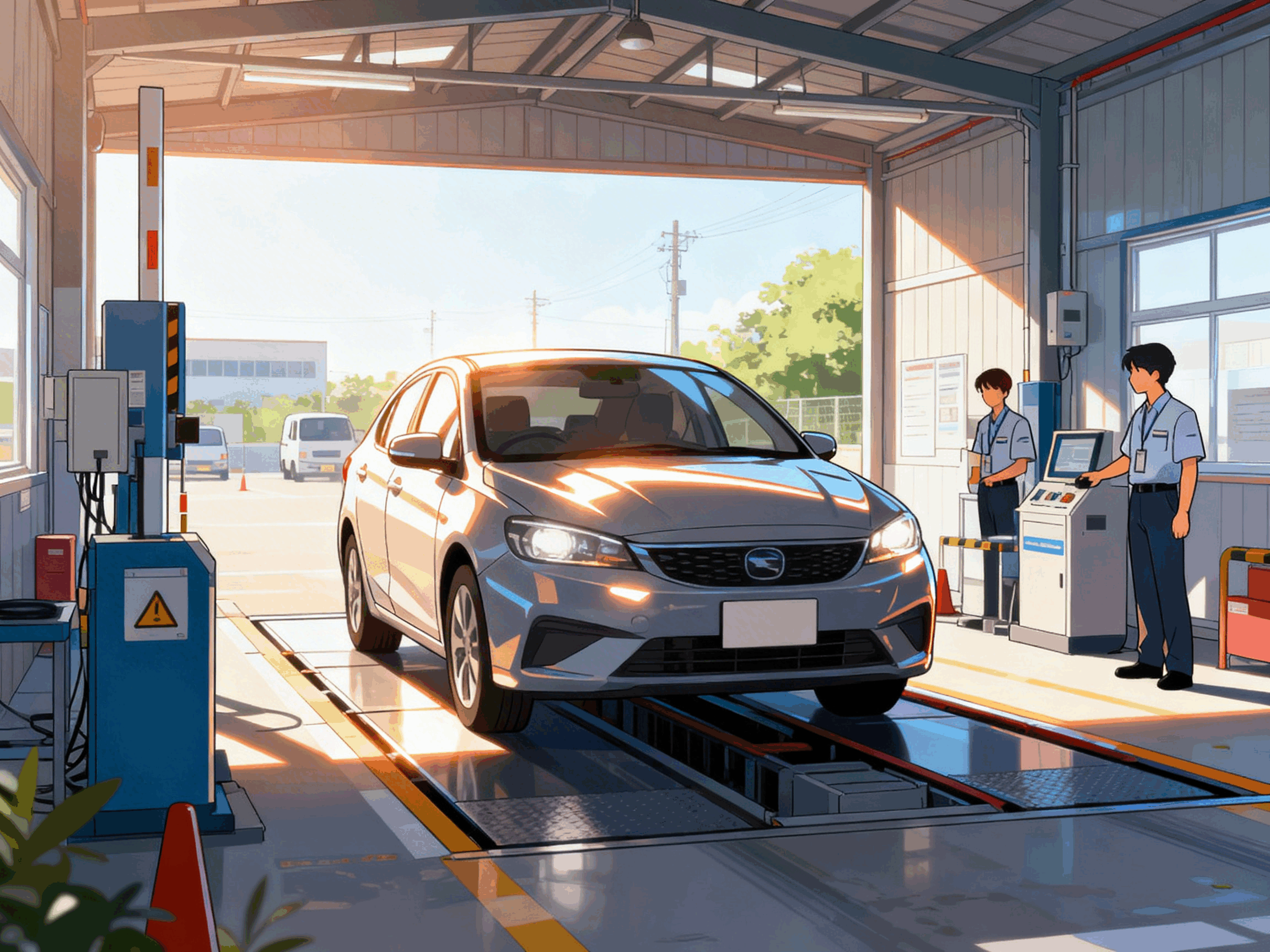 将车开到外检车间外观检验